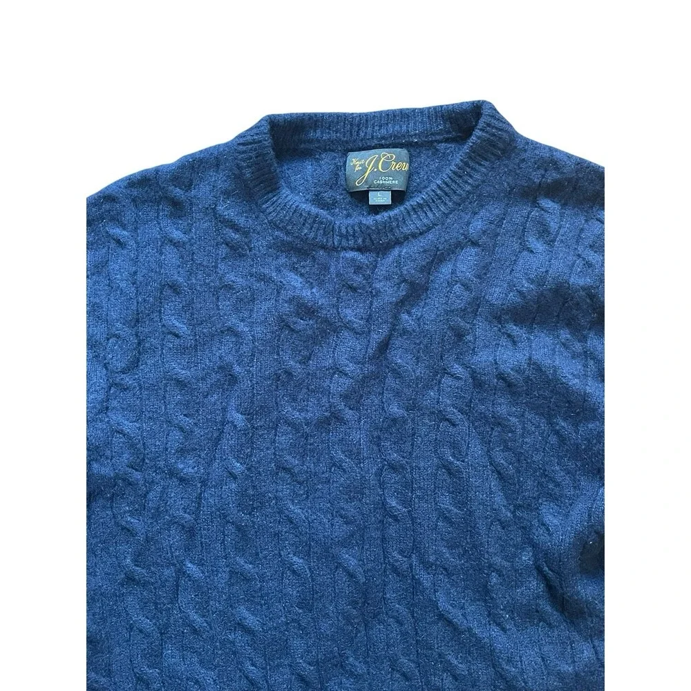J Crew Men's 100% Cashmere Cable Knit Crew‎ Neck Sweater, Size Large